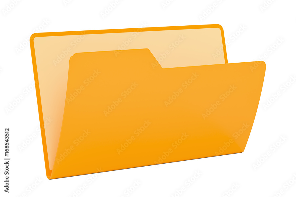 Empty yellow computer folder icon, 3D rendering