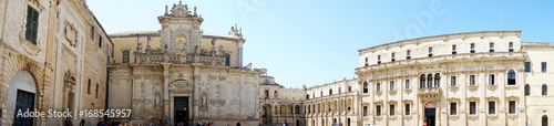 Fotografie Panoramic view of Piazza del Duomo square with Lecce Cathedral and Museo diocesa