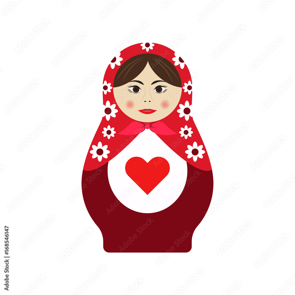 Flat icon russian doll babushka isolated on white background. Vector illustration. Flat icon russian doll babushka isolated on white background. Vector illustration.