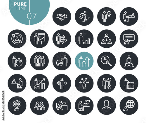 Modern business people concept line icons set. Vector illustrations for web and app design and development. Premium quality outline web symbols.