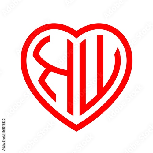 Free Download initial letters logo kw red monogram heart love shape - GFXLoad