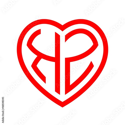 Free Download initial letters logo kz red monogram heart love shape - GFXLoad