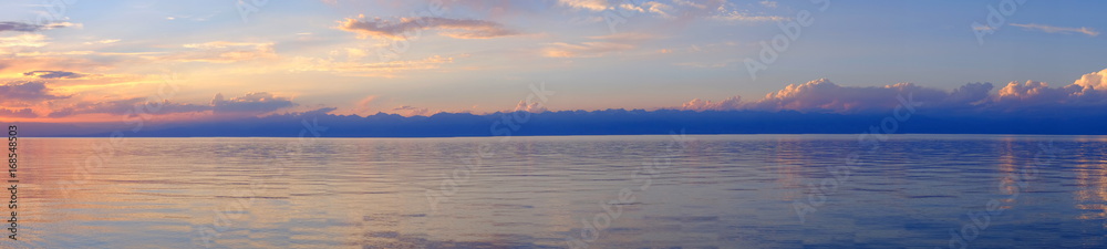 Panorama of the sea and mountains