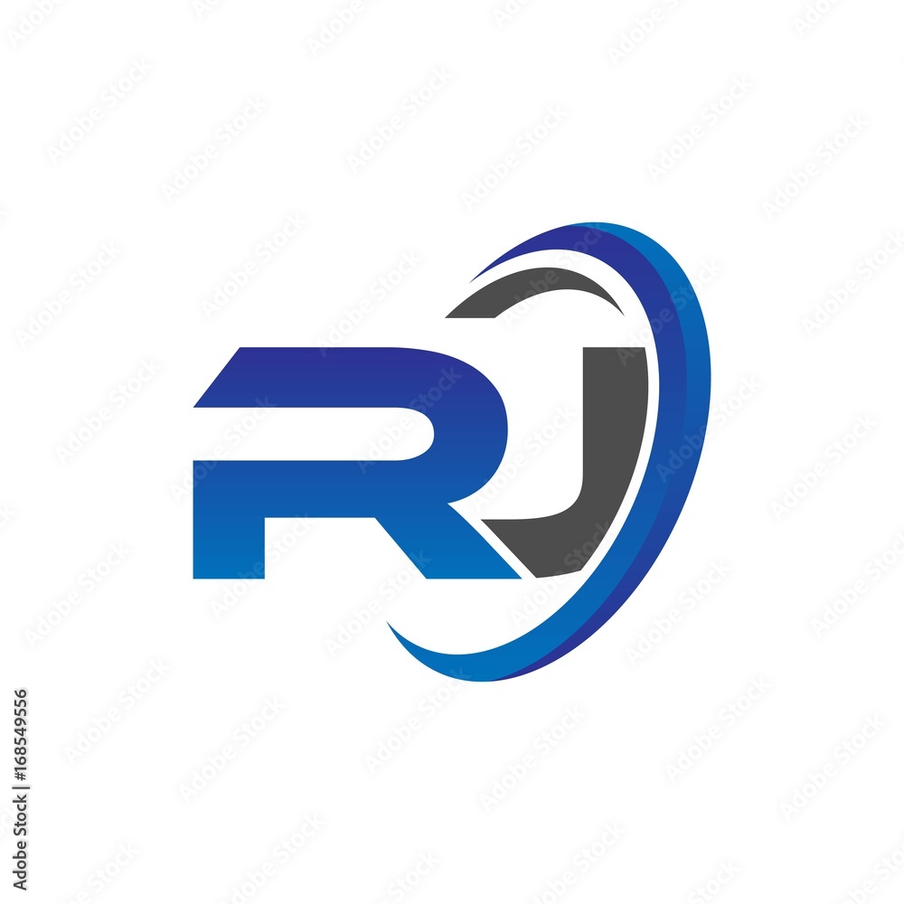 vector initial logo letters rj with circle swoosh blue gray vector initial logo letters rj with circle swoosh blue gray