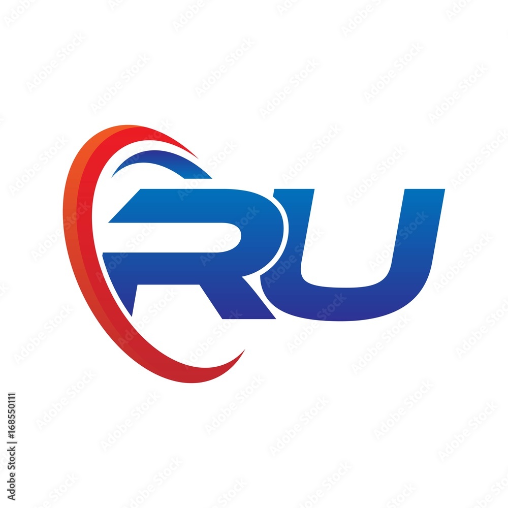 dynamic vector initial letters logo ru with circle swoosh red blue dynamic vector initial letters logo ru with circle swoosh red blue