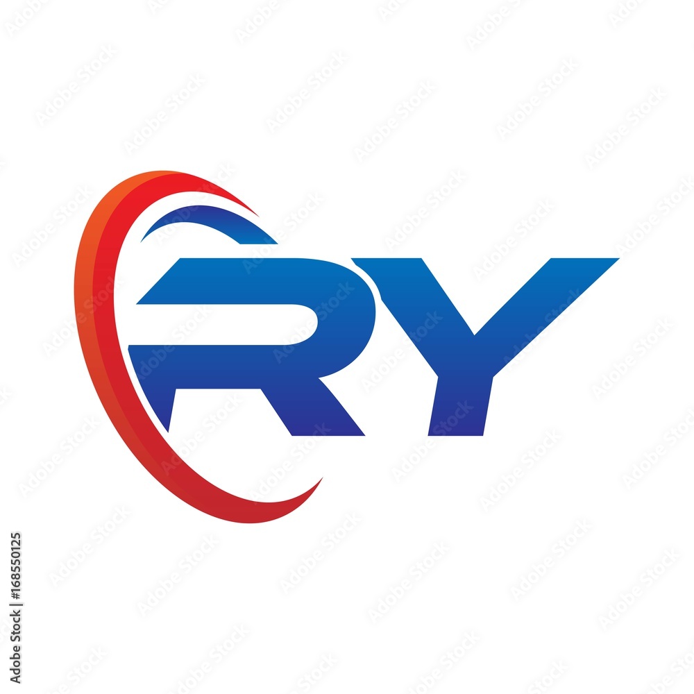 dynamic vector initial letters logo ry with circle swoosh red blue dynamic vector initial letters logo ry with circle swoosh red blue