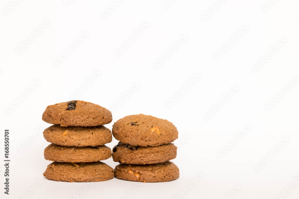 brown cookie on white background