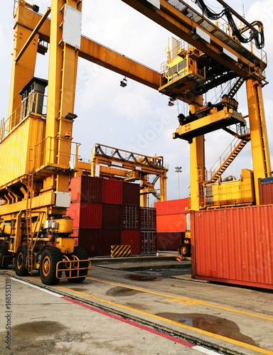 Rubber Tried Gantry Cranes (RTG) At Industrial Port