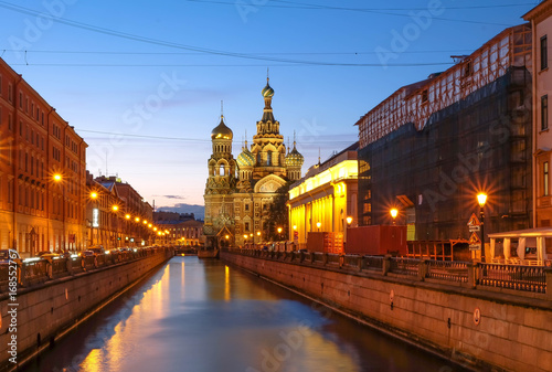 Canal in St. Petersburg  Russia into the Church of the Savior on Spilled Blood.