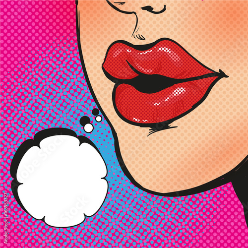 Open mouth and Message in pop art style, promotional background, presentation poster. pop art comic