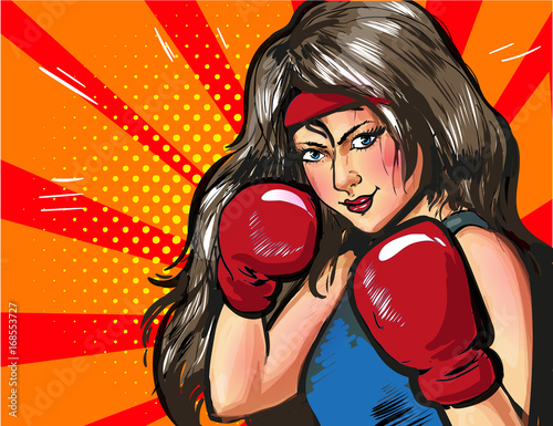 Girl boxing pop art comic stock vector