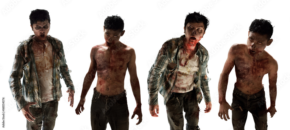 Obraz premium Scary zombies on white background
