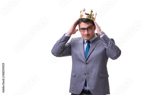 King businessman isolated on white background