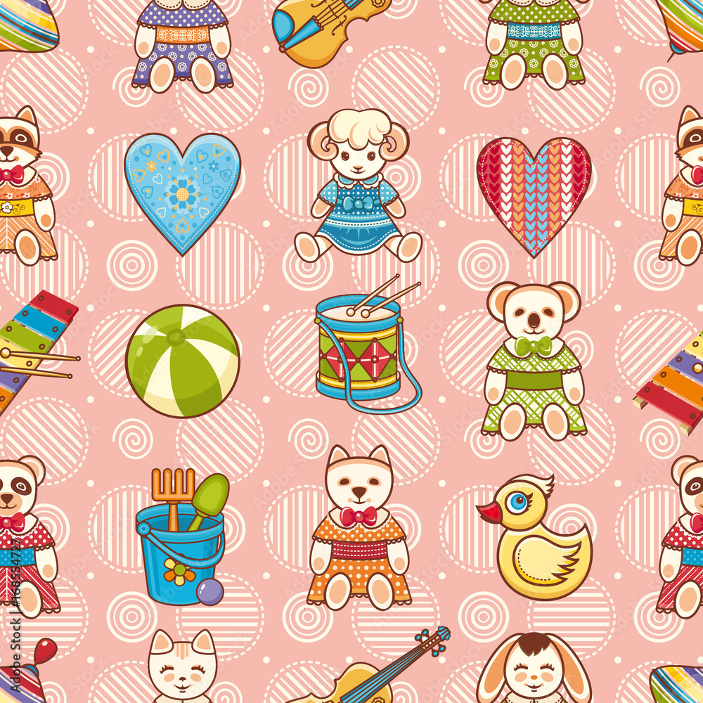 Child toy seamless pattern. Design element Child toy seamless pattern. Design element