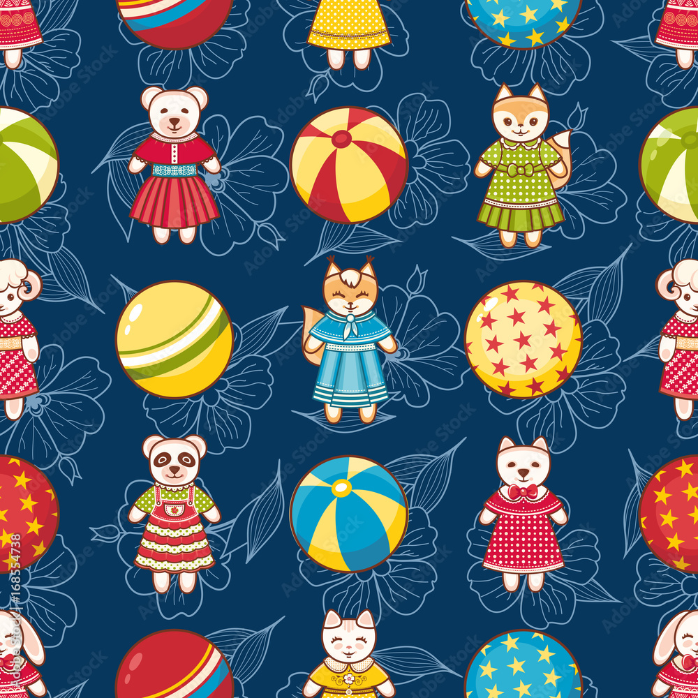 Fototapeta premium Child toy seamless pattern. Design element