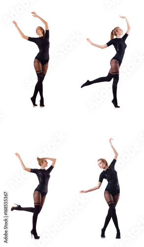 Woman dancing isolated on the white