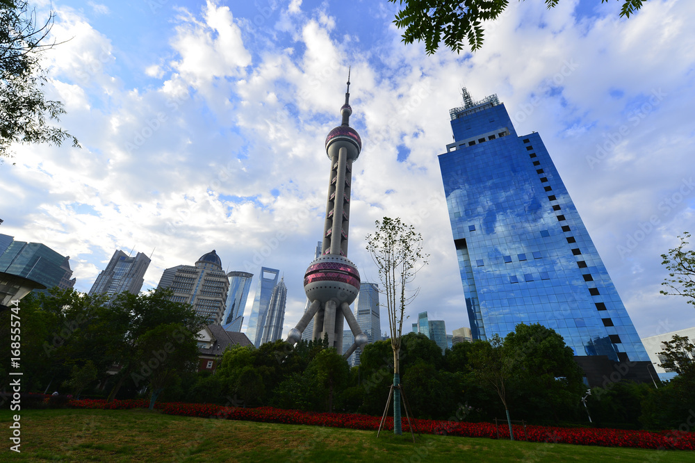 Obraz premium Shanghai world financial center skyscrapers