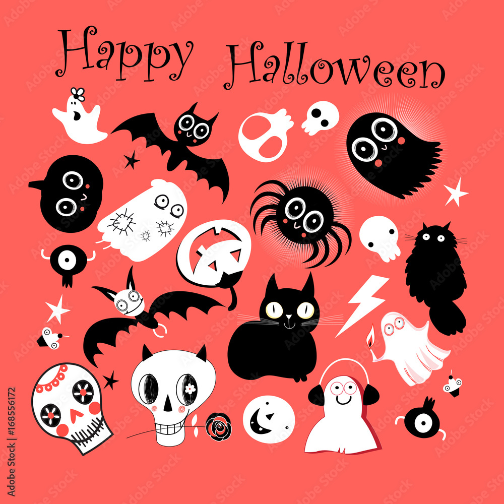 Vector set of different objects for Hallowee