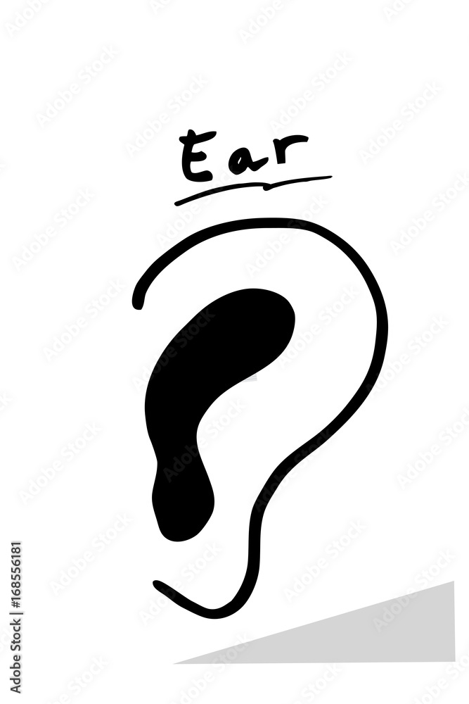Simple Hand Draw Sketch of Icon of Ear, Isolated on White Simple Hand Draw Sketch of Icon of Ear, Isolated on White