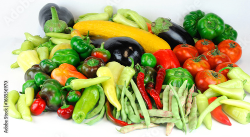 fresh farm picked vegetables isolated on white background