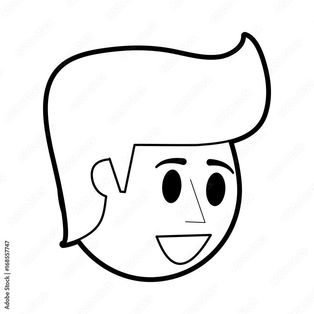 Flat line uncolored man head over white background vector illustartion Flat line uncolored man head over white background vector illustartion