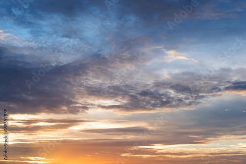 Sunset sky, beautiful summer cloudscape in sunset