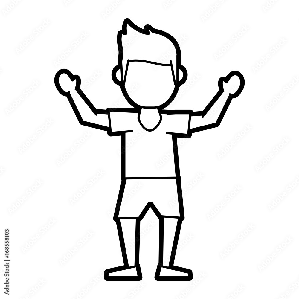 Flat line uncolored standing man over white background vector illustration Flat line uncolored standing man over white background vector illustration