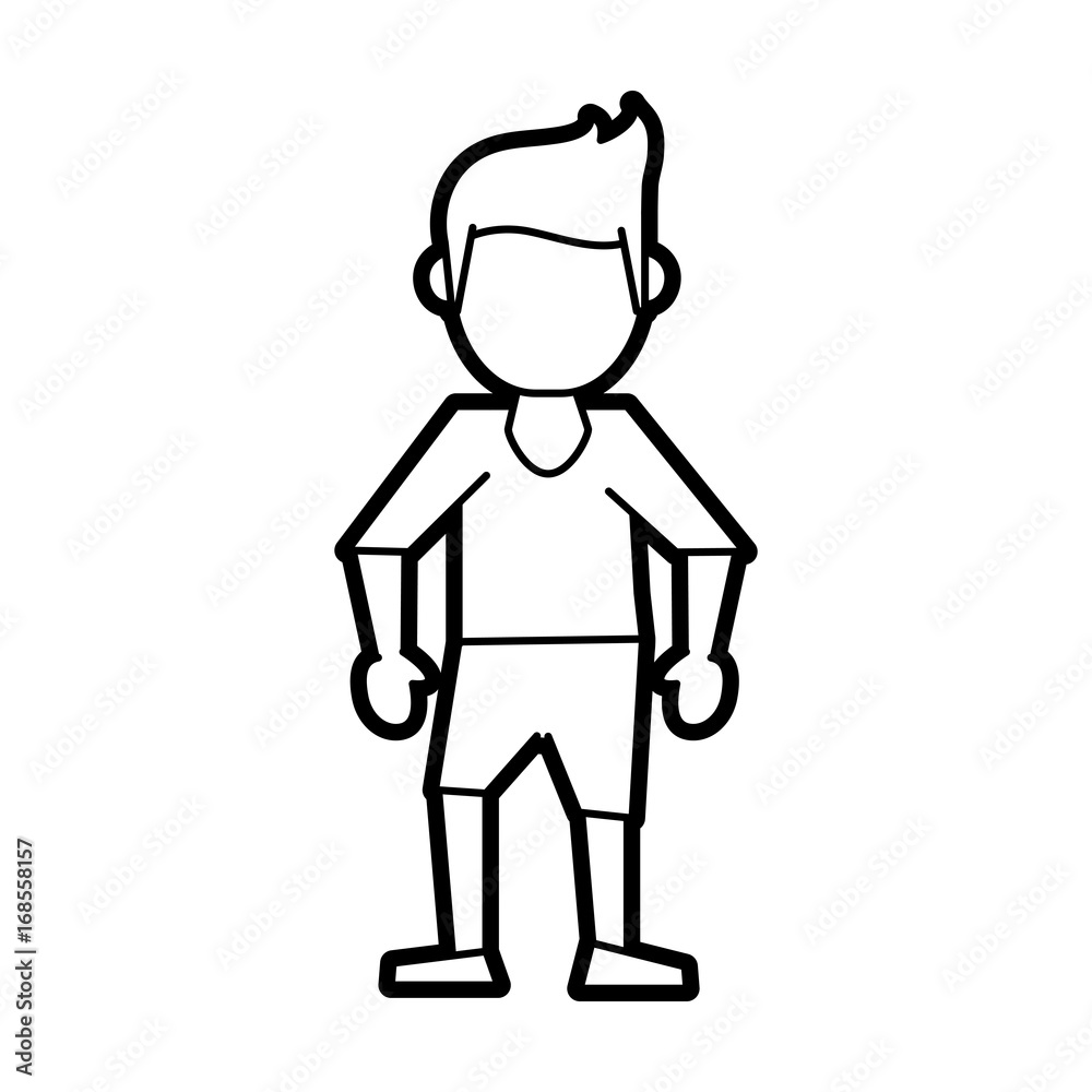 Flat line uncolored standing man over white background vector illustration Flat line uncolored standing man over white background vector illustration