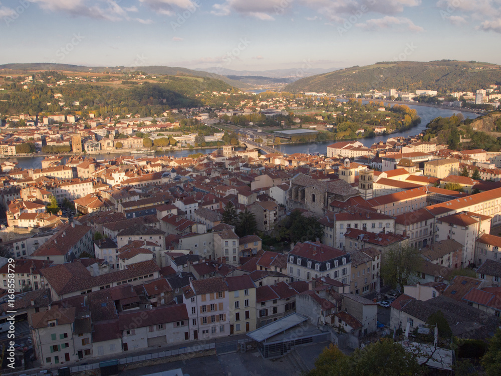 Panorama of small town, southern France