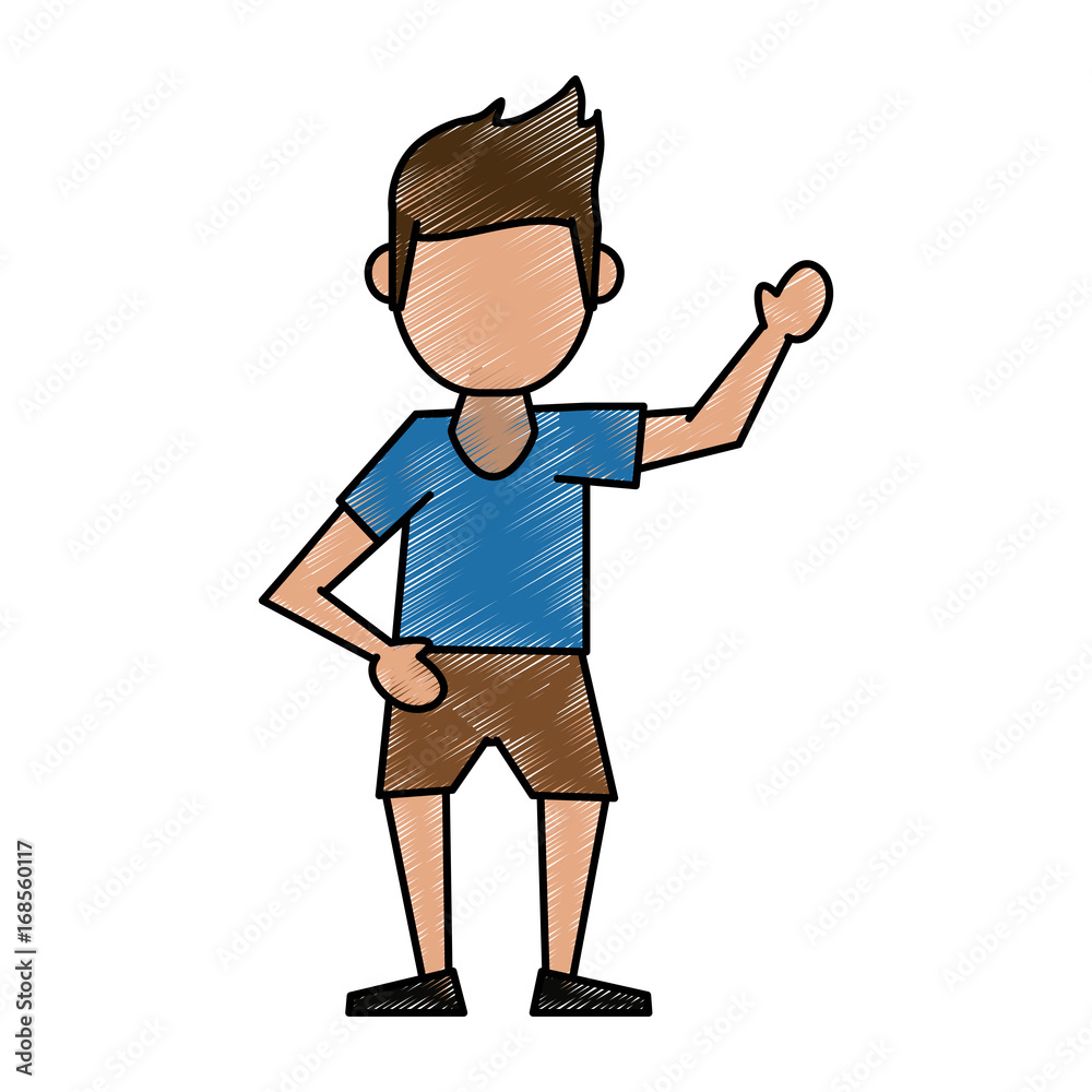 Colorful standing man doodle over white background vector illustration