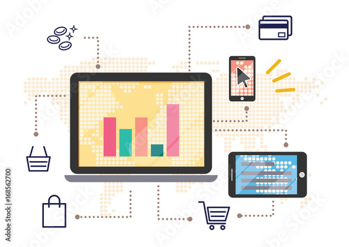 business strategy technology omni-channel platform illustration vector background