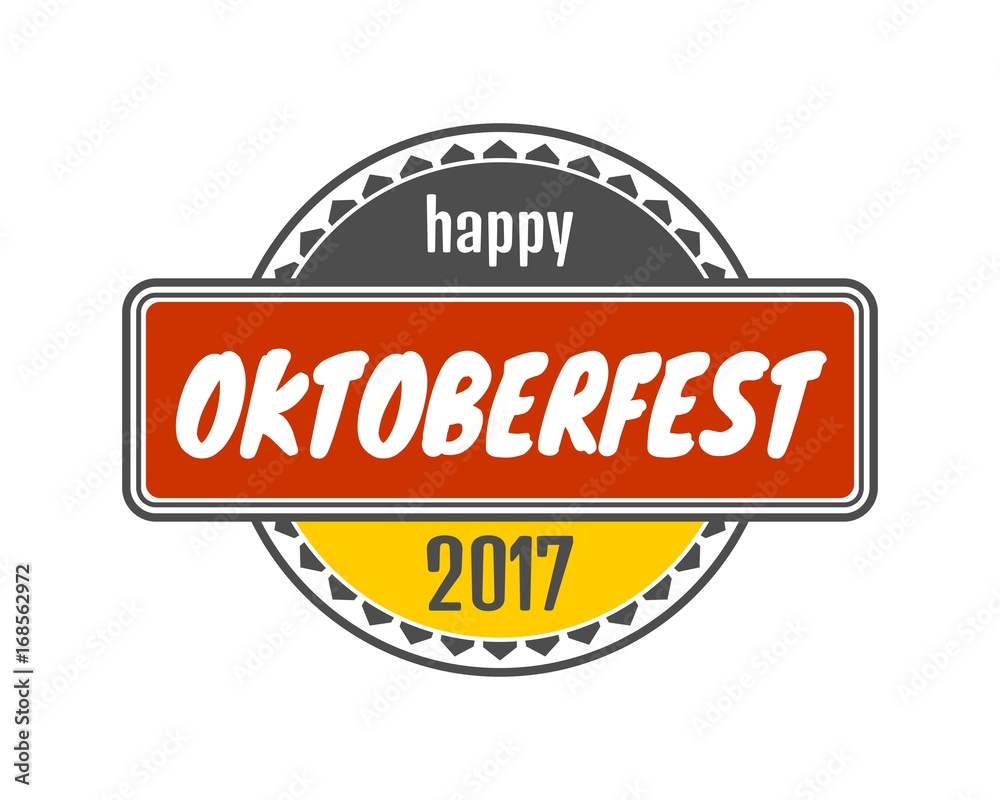 Obraz premium Oktoberfest relative stamp pattern. Round shape with flag of the Germany and 2017 year number
