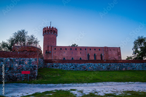 Medieval Teutonic castle in Swiecie at night, Poland