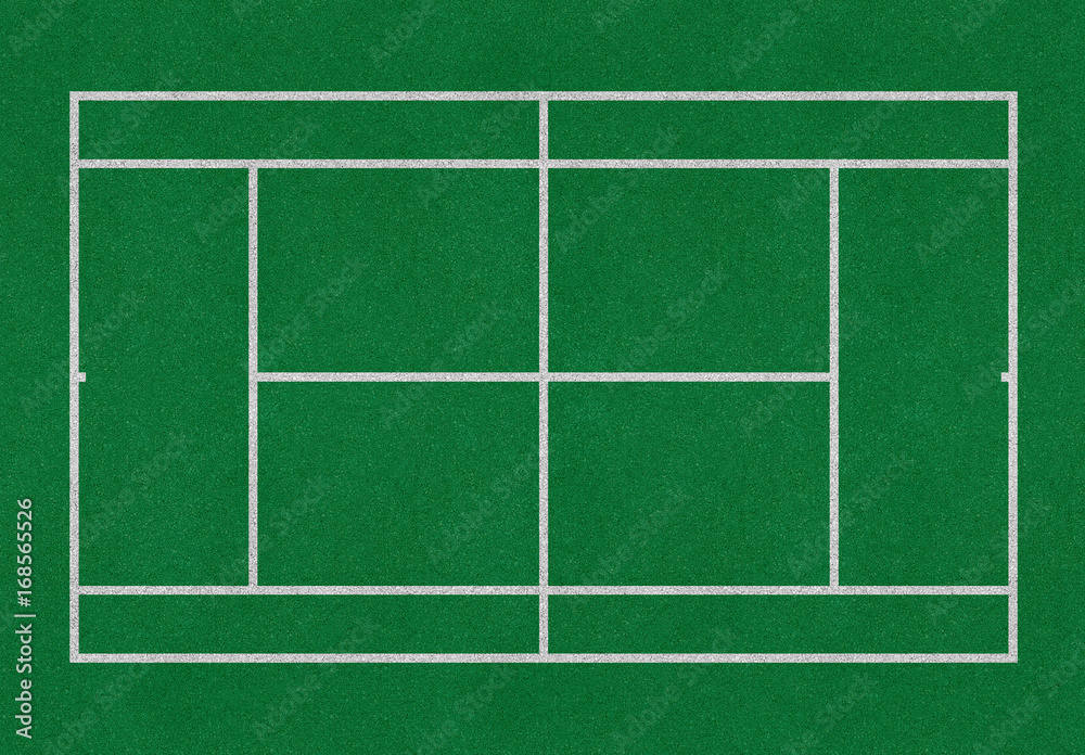 Tennis field. Big tennis green court. Top view. Isolated