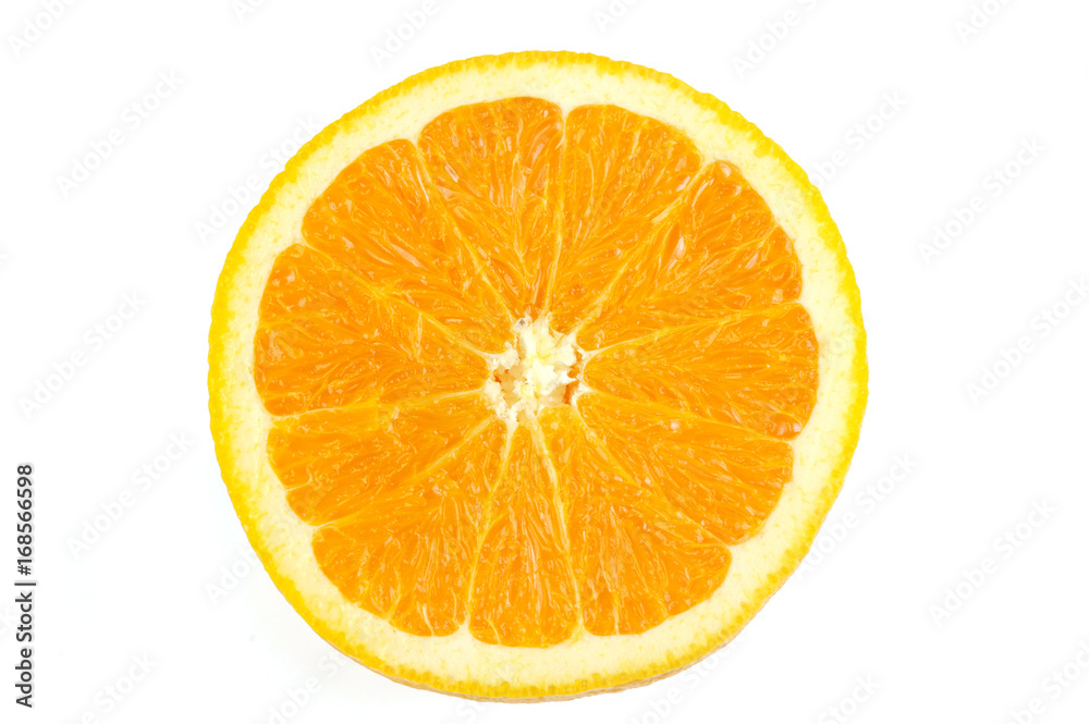 slice of fresh orange isolated on white background slice of fresh orange isolated on white background