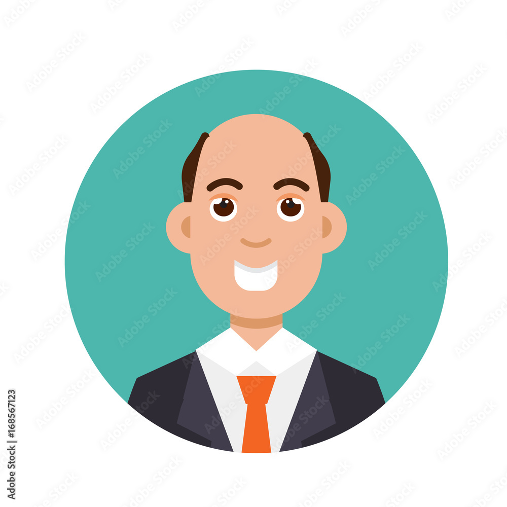 Bald-headed man. Character vector illusrtation, flat style. Bald-headed man. Character vector illusrtation, flat style.
