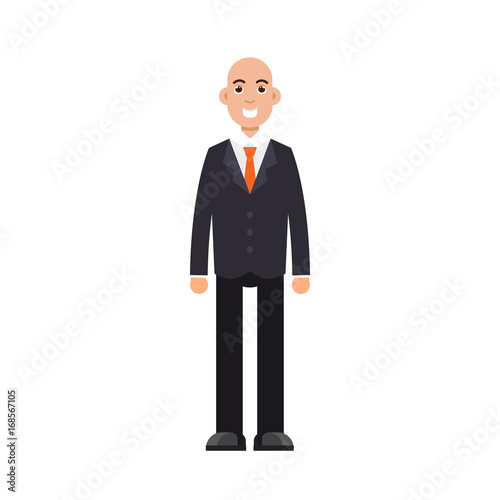 Bald-headed man. Character vector illusrtation, flat style.