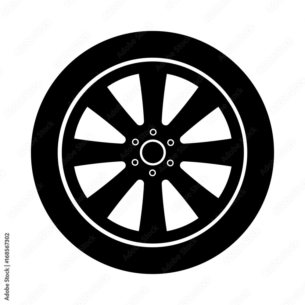Car wheel black color icon .