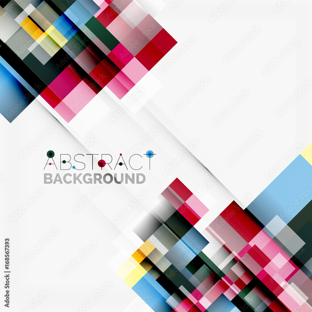 Abstract blocks template design background, simple geometric shapes on white, straight lines and rectangles