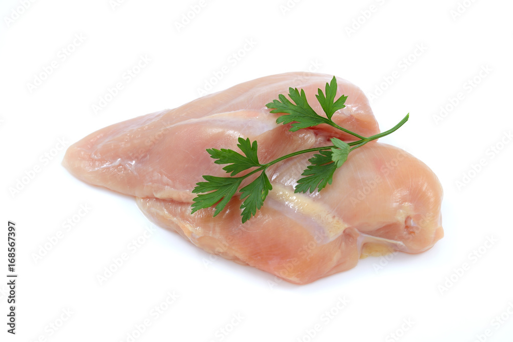 Fresh raw chicken breast isolated on white background Fresh raw chicken breast isolated on white background