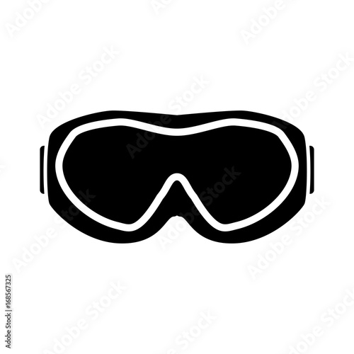 Ski goggles black color icon .