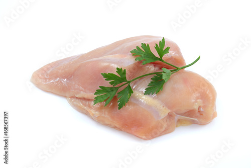 Fresh raw chicken breast isolated on white background