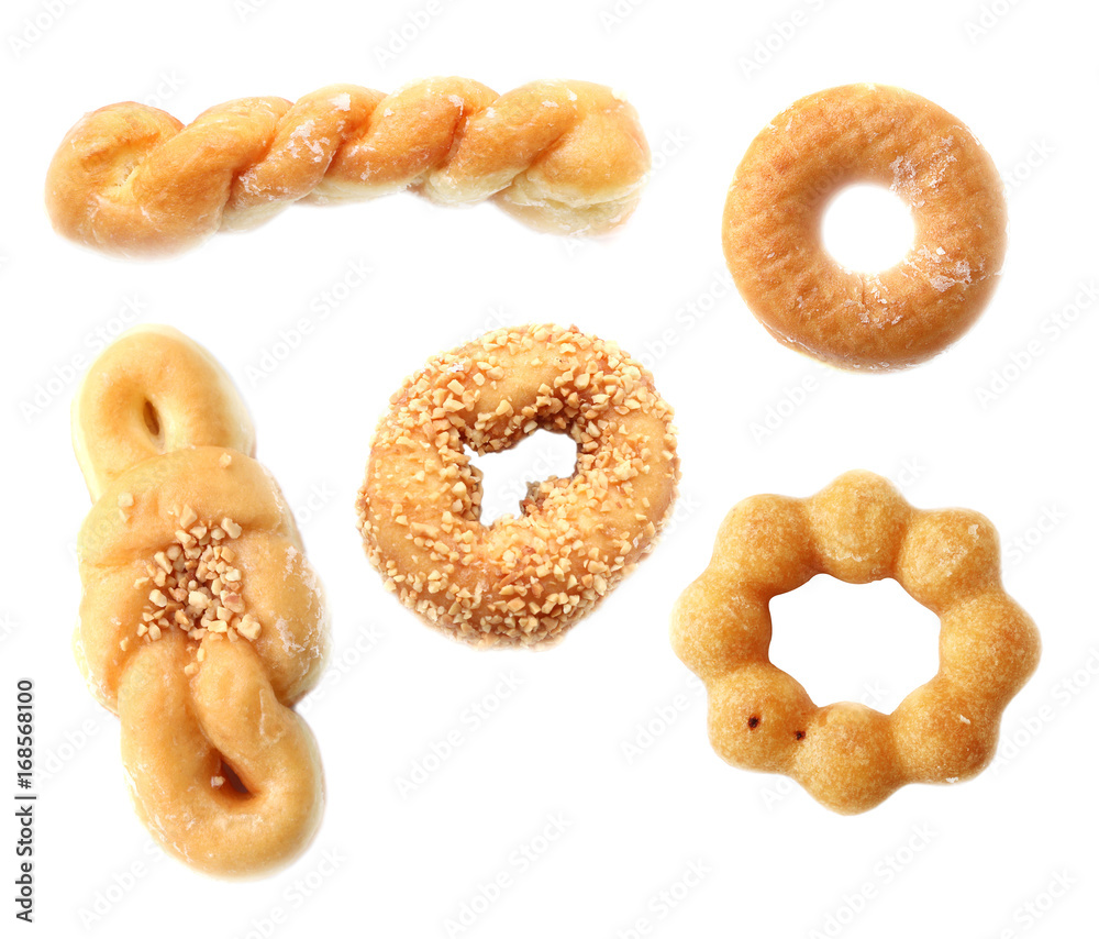 set of donuts isolated on white background set of donuts isolated on white background
