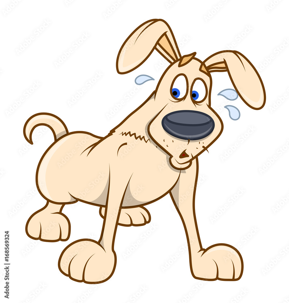 Scared Cartoon Dog Face Expression Vector Stock Vector