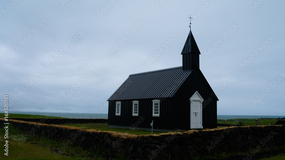 Exterior view to Budakirkja at Budir in Snaefellsnes, Iceland
