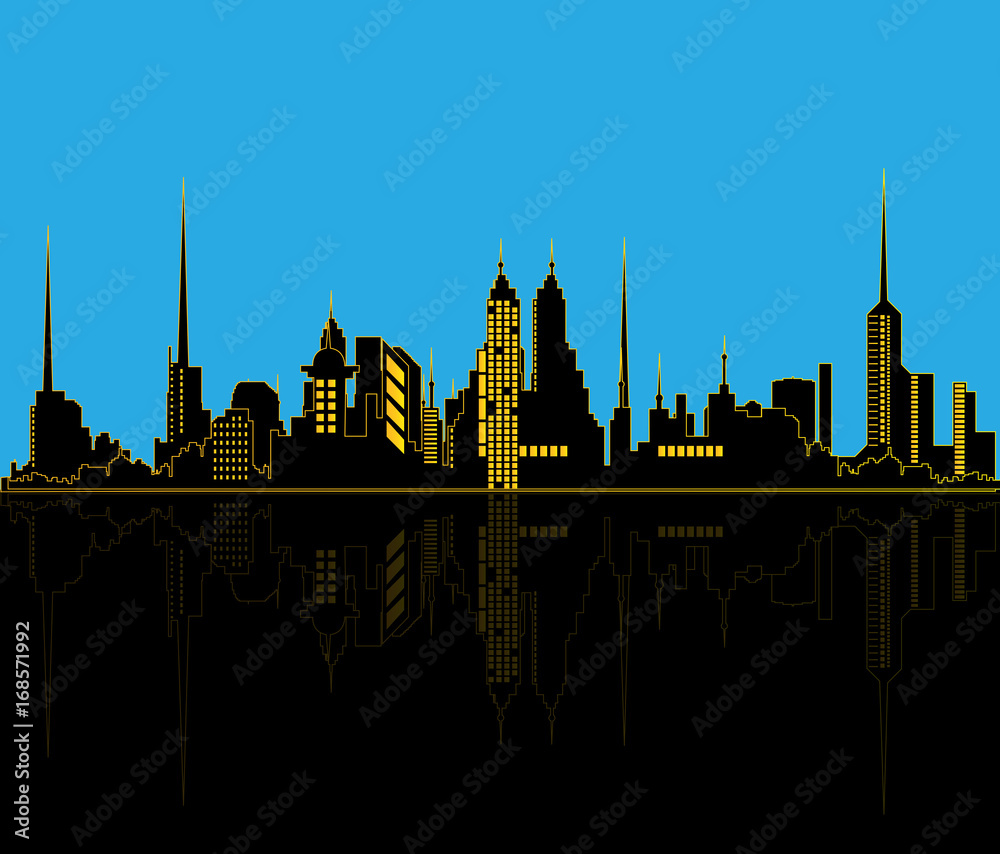 Fototapeta premium Retro Skylines Vector background