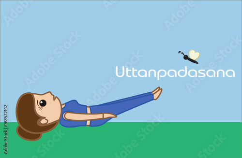 Yoga Cartoon Vector Pose - Uttanpadasana photo