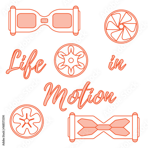 Stylized icon of modern gyroscooters and its wheels.