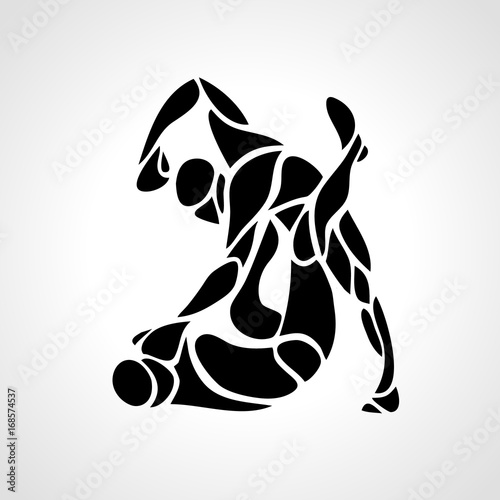 MMA fighters round pictogram or logo. Boxing icon