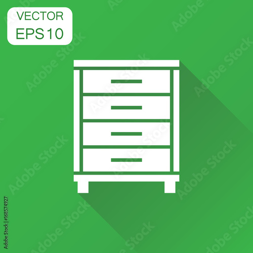 Cupboard icon. Business concept cabinet pictogram. Vector illustration on green background with long shadow.